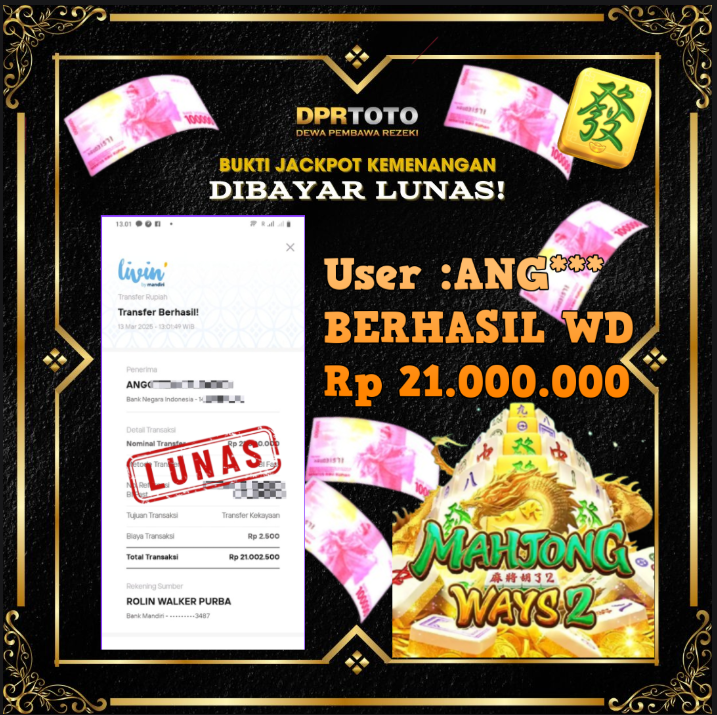 KEMENANGAN BESAR MAHJONG WAYS WD 21.000.000 - LUNAS